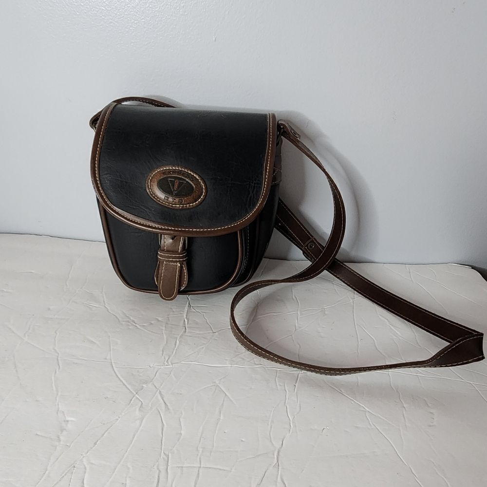 Express RTD shoulder vintage leather handbag two tone black/brown